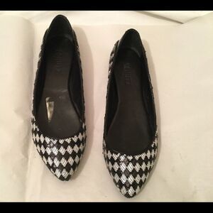 Schutz Black/White Sequin Flats Women’s Size 7
